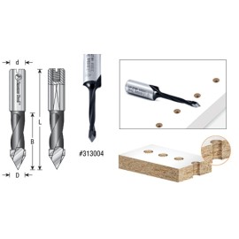 Amana Tool 313005 Carbide Tipped Through-Hole Boring Bit R/H5mm D x 58mm Long x 10mm SHK